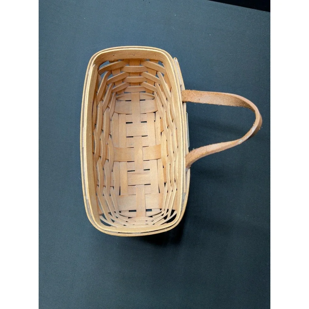 Longaberger Small Handwoven Basket Leather Handle Dresden Ohio USA